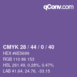 Color code: CMYK 28 / 44 / 0 / 40 | qconv.com