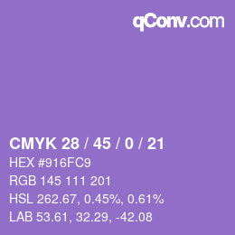 Farbcode: CMYK 28 / 45 / 0 / 21 | qconv.com