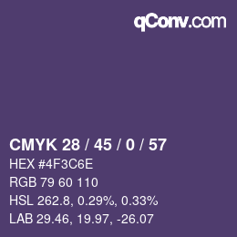 Farbcode: CMYK 28 / 45 / 0 / 57 | qconv.com