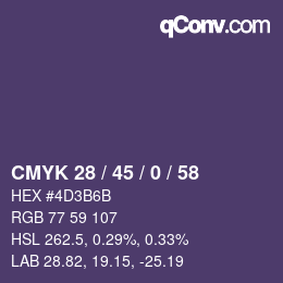 Farbcode: CMYK 28 / 45 / 0 / 58 | qconv.com