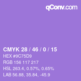 Color code: CMYK 28 / 46 / 0 / 15 | qconv.com