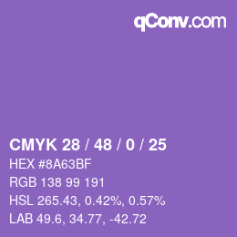 カラーコード: CMYK 28 / 48 / 0 / 25 | qconv.com