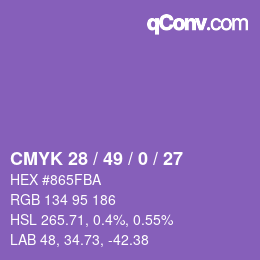 カラーコード: CMYK 28 / 49 / 0 / 27 | qconv.com
