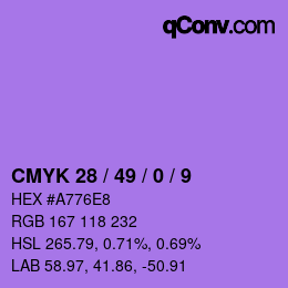 Color code: CMYK 28 / 49 / 0 / 9 | qconv.com