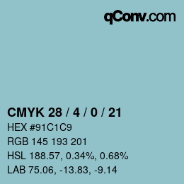 Código de color: CMYK 28 / 4 / 0 / 21 | qconv.com