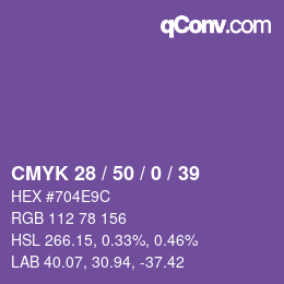 カラーコード: CMYK 28 / 50 / 0 / 39 | qconv.com