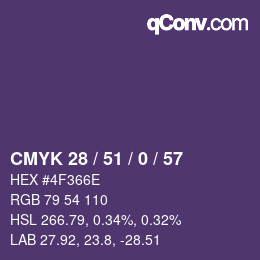 Color code: CMYK 28 / 51 / 0 / 57 | qconv.com