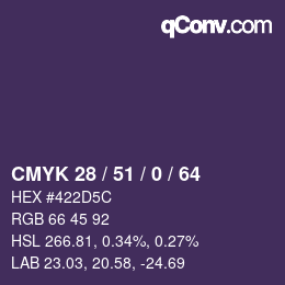 Color code: CMYK 28 / 51 / 0 / 64 | qconv.com