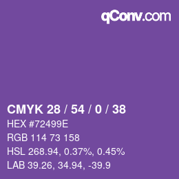 Farbcode: CMYK 28 / 54 / 0 / 38 | qconv.com