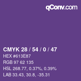 Farbcode: CMYK 28 / 54 / 0 / 47 | qconv.com