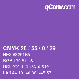 Color code: CMYK 28 / 55 / 0 / 29 | qconv.com