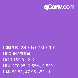 Color code: CMYK 28 / 57 / 0 / 17 | qconv.com