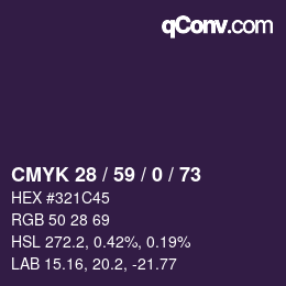 颜色代码: CMYK 28 / 59 / 0 / 73 | qconv.com