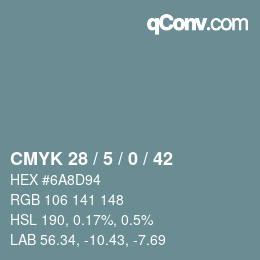 Farbcode: CMYK 28 / 5 / 0 / 42 | qconv.com