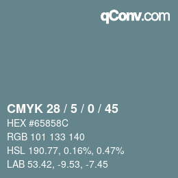 颜色代码: CMYK 28 / 5 / 0 / 45 | qconv.com