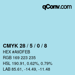 Farbcode: CMYK 28 / 5 / 0 / 8 | qconv.com