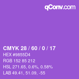 カラーコード: CMYK 28 / 60 / 0 / 17 | qconv.com