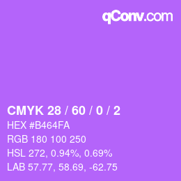カラーコード: CMYK 28 / 60 / 0 / 2 | qconv.com