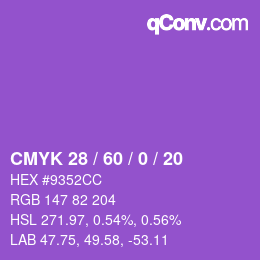 カラーコード: CMYK 28 / 60 / 0 / 20 | qconv.com