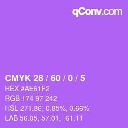 カラーコード: CMYK 28 / 60 / 0 / 5 | qconv.com
