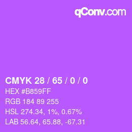 カラーコード: CMYK 28 / 65 / 0 / 0 | qconv.com