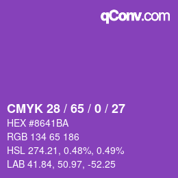 Color code: CMYK 28 / 65 / 0 / 27 | qconv.com