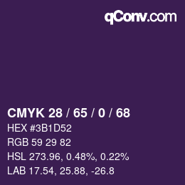 カラーコード: CMYK 28 / 65 / 0 / 68 | qconv.com