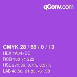 カラーコード: CMYK 28 / 68 / 0 / 13 | qconv.com