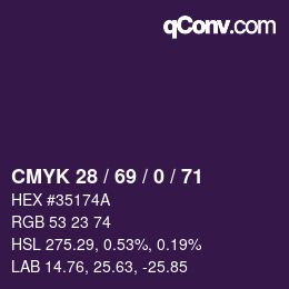 Código de color: CMYK 28 / 69 / 0 / 71 | qconv.com