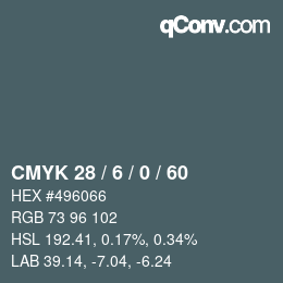 カラーコード: CMYK 28 / 6 / 0 / 60 | qconv.com