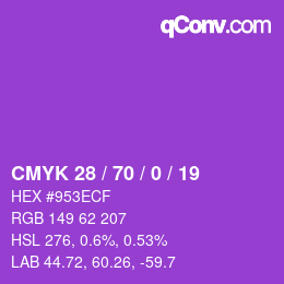 Color code: CMYK 28 / 70 / 0 / 19 | qconv.com