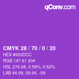 Color code: CMYK 28 / 70 / 0 / 20 | qconv.com