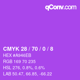 カラーコード: CMYK 28 / 70 / 0 / 8 | qconv.com