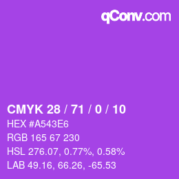 颜色代码: CMYK 28 / 71 / 0 / 10 | qconv.com