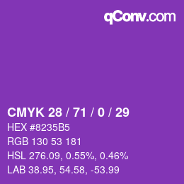 Color code: CMYK 28 / 71 / 0 / 29 | qconv.com