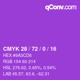 Color code: CMYK 28 / 72 / 0 / 16 | qconv.com