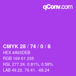 カラーコード: CMYK 28 / 74 / 0 / 8 | qconv.com