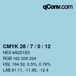 カラーコード: CMYK 28 / 7 / 0 / 12 | qconv.com