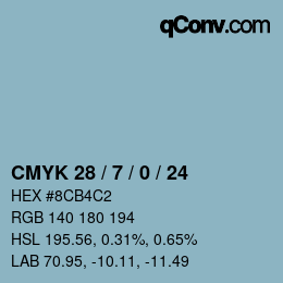 Color code: CMYK 28 / 7 / 0 / 24 | qconv.com