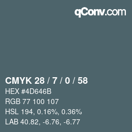 カラーコード: CMYK 28 / 7 / 0 / 58 | qconv.com