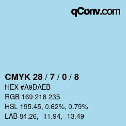 颜色代码: CMYK 28 / 7 / 0 / 8 | qconv.com