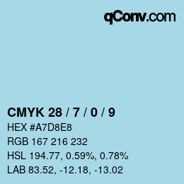 Color code: CMYK 28 / 7 / 0 / 9 | qconv.com