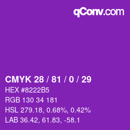 Farbcode: CMYK 28 / 81 / 0 / 29 | qconv.com