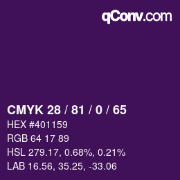 颜色代码: CMYK 28 / 81 / 0 / 65 | qconv.com
