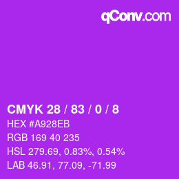 カラーコード: CMYK 28 / 83 / 0 / 8 | qconv.com