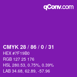 Farbcode: CMYK 28 / 86 / 0 / 31 | qconv.com