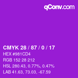 Color code: CMYK 28 / 87 / 0 / 17 | qconv.com