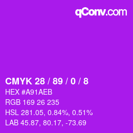 颜色代码: CMYK 28 / 89 / 0 / 8 | qconv.com