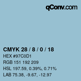 カラーコード: CMYK 28 / 8 / 0 / 18 | qconv.com