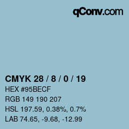 颜色代码: CMYK 28 / 8 / 0 / 19 | qconv.com